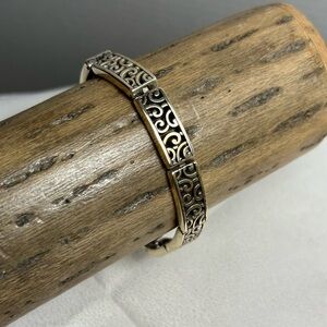 Brighton Deco Lace Bracelet Silver Plated with a Faded Gold Tone 8"